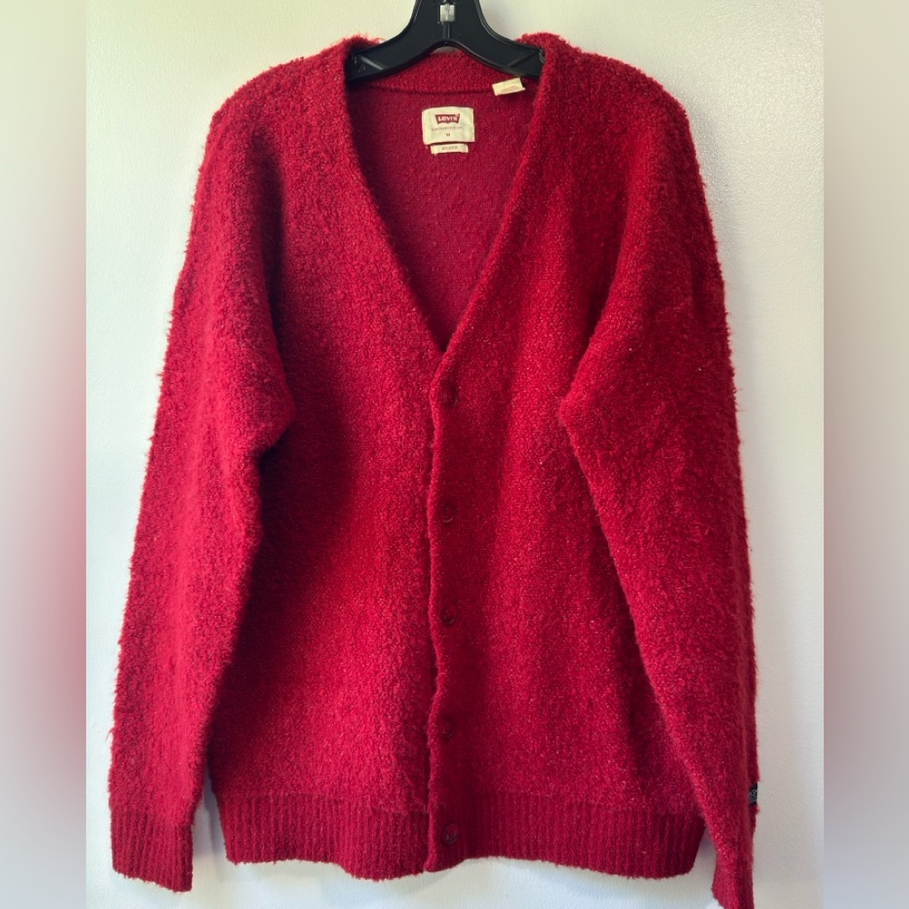 Levi's Women’s Fuzzy Relaxed Vibrant Red Knit Sweater